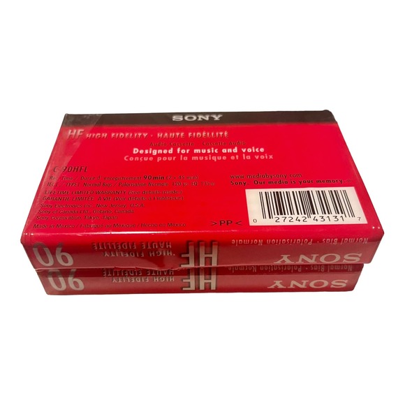 Set of 2 Sony HF 90 Type 1 Normal Bias Audio Cassette Tape New Sealed - Picture 3 of 4